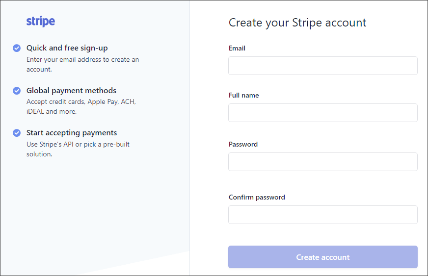 Stripe Sign Up Page